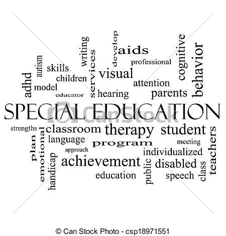 Special Education Word Cloud Concept In Black And White With Great    