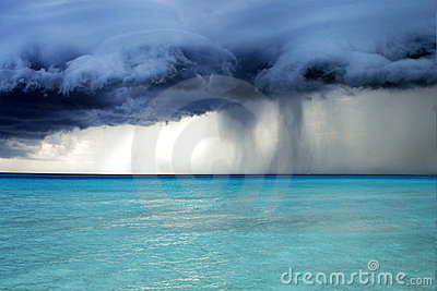 Stormy Weather With Rain On The Beach Royalty Free Stock Images