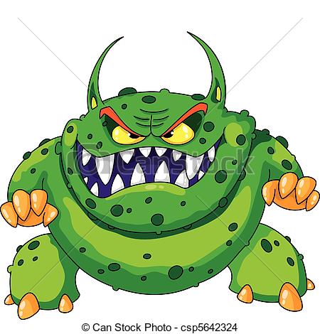 Vector Of Angry Green Monster   Illustration Of A Angry Green Monster