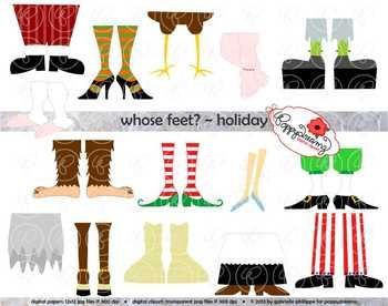 Whose Feet  Holiday Clipart By Poppydreamz Now With Line Art