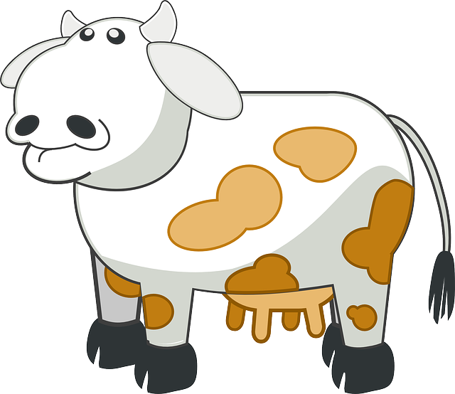 Brown White Cartoon Barn Farm Cow Milk Dairy