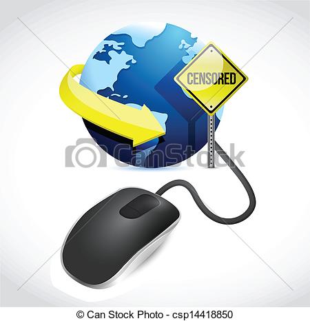 Censored Connection Concept Sign And Mouse Illustration Design Over