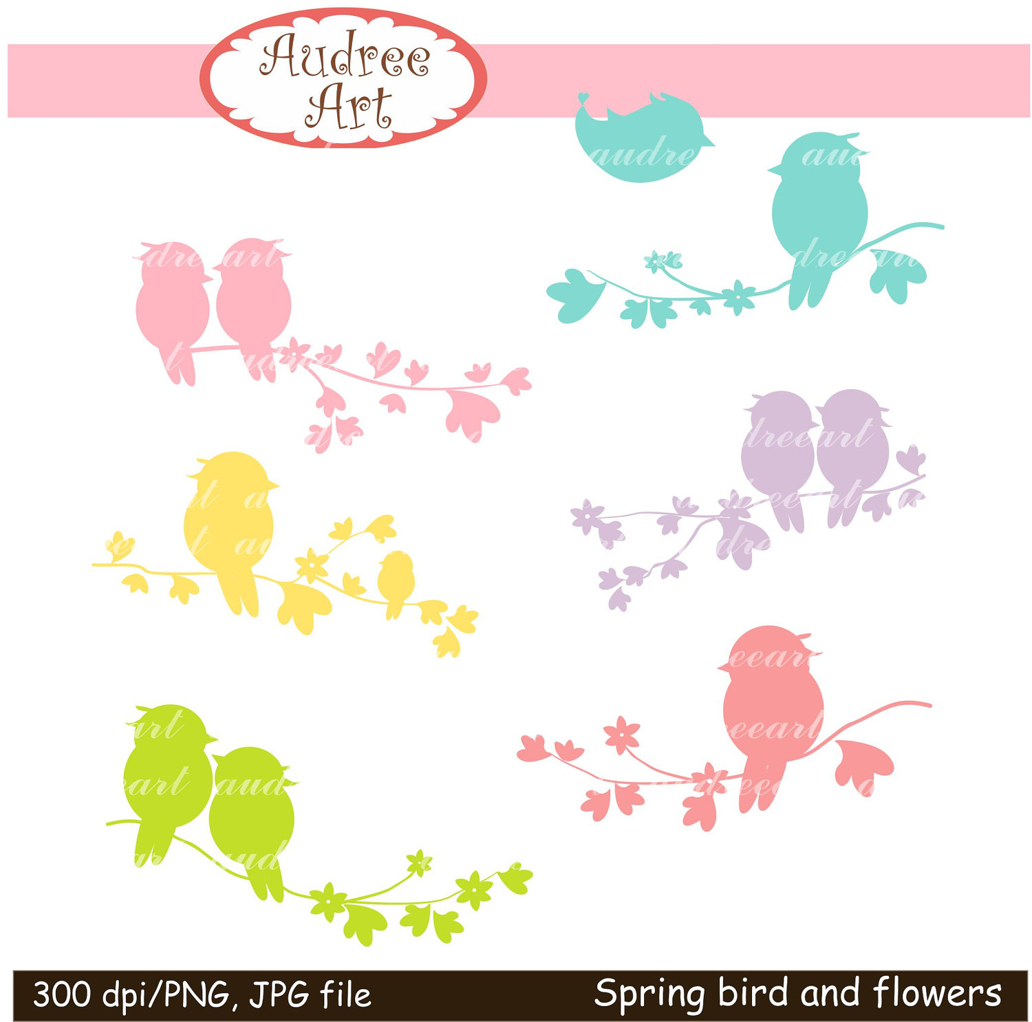 Clip Art Birds Birds And Flowers Spring Png By Audreeartclipart