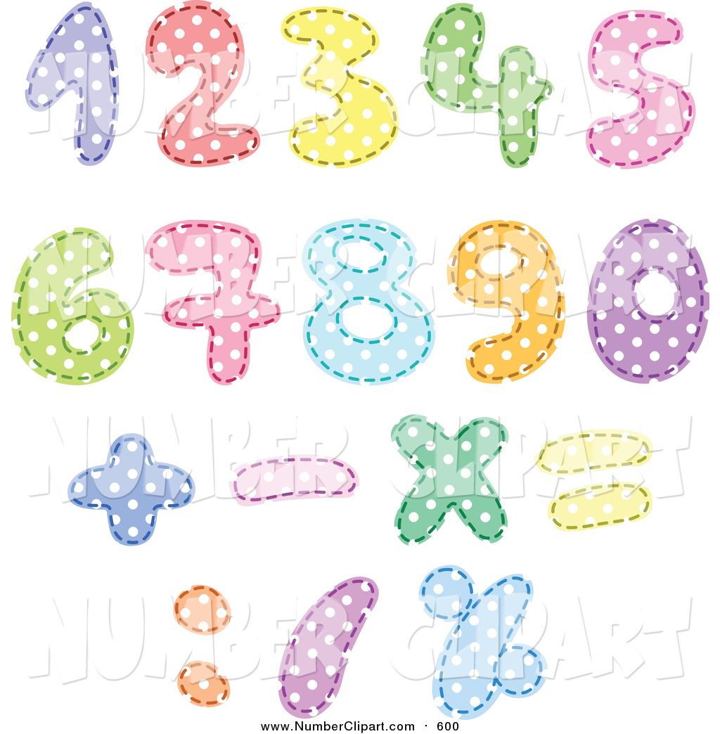 Clip Art Of Colorful Polka Dot Patterned Numbers And Math Symbols