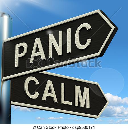 Clipart Of Panic Or Calm Signpost Showing Chaos Relaxation And Rest