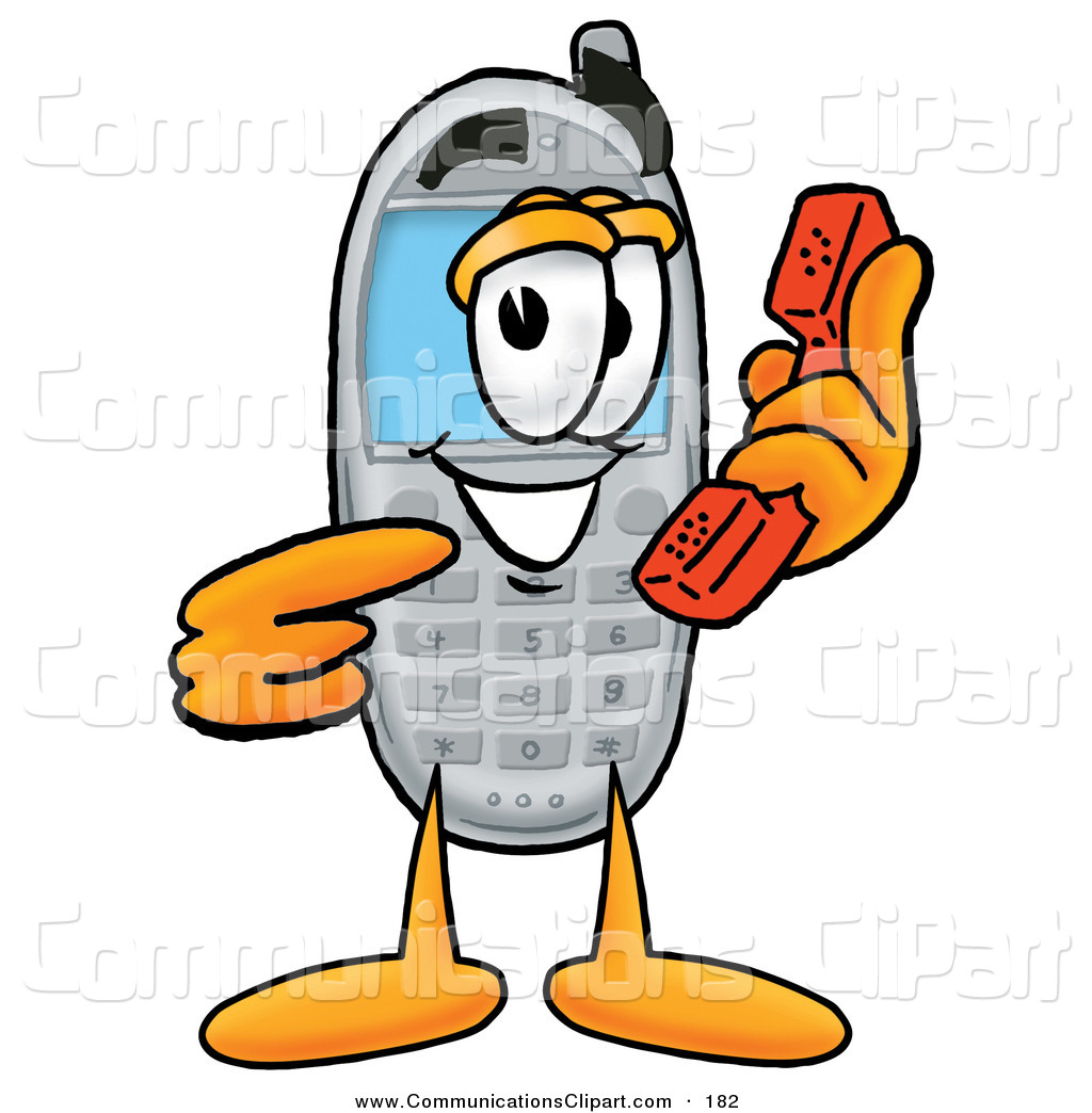 Communication Clipart Of A Cute Wireless Cellular Telephone Mascot    