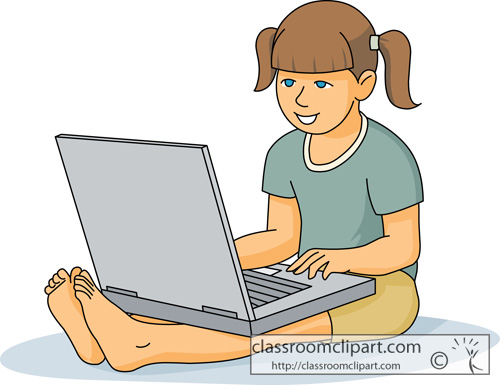 Computers   Girl With Laptop Computer 26   Classroom Clipart