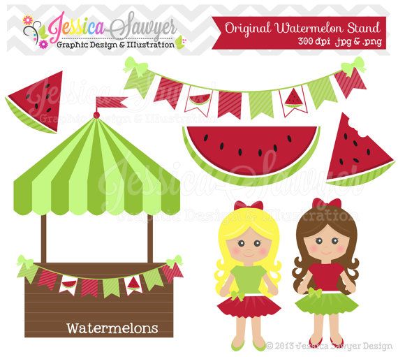 Instant Download Watermelon Clipart Fruit Clip Art For Commercial