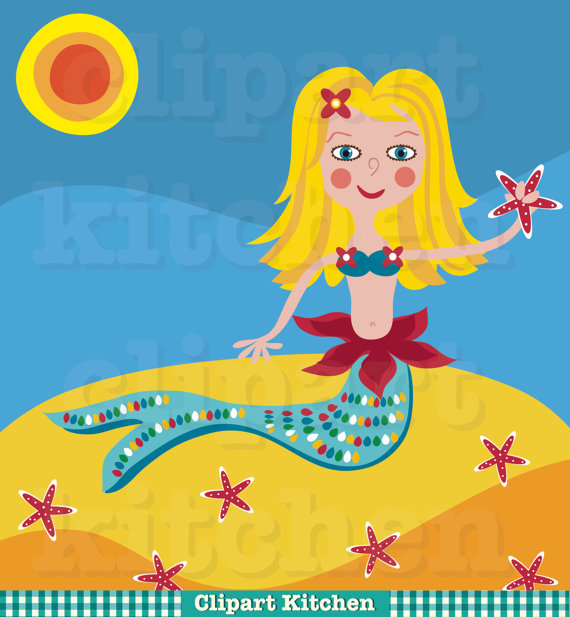 Items Similar To Mermaid Digital Clipart Set   Personal And Commercial