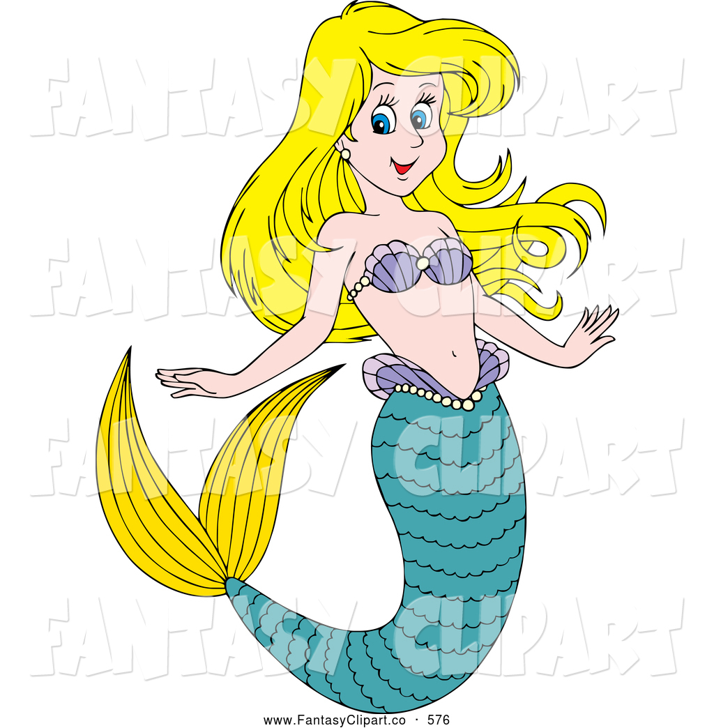Larger Preview  Clip Art Of A Friendly Blond Mermaid Wearing Purple