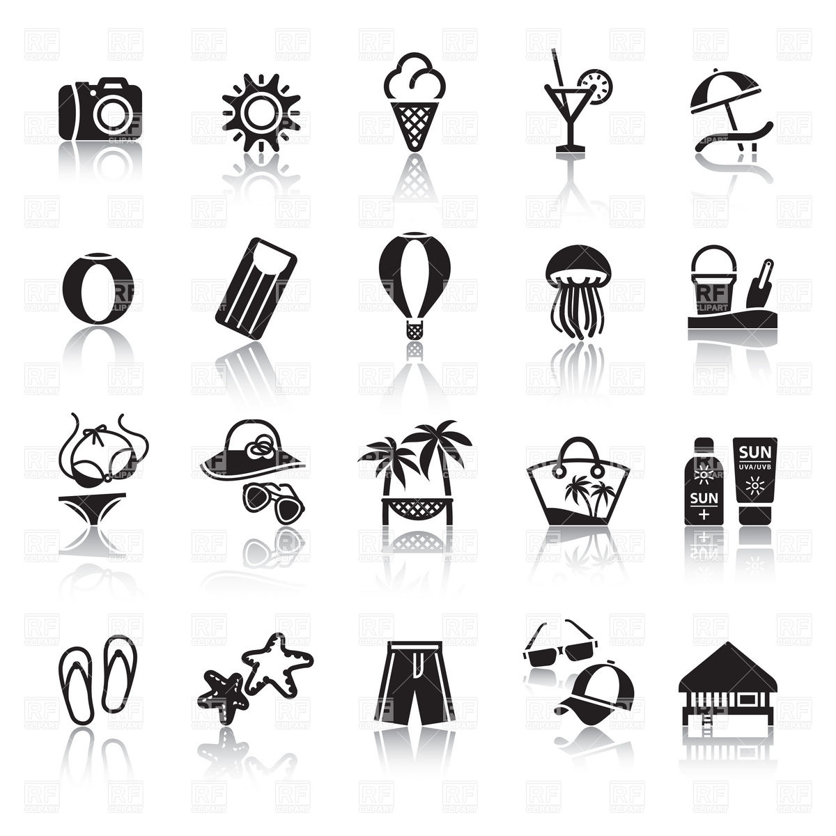 Rest And Beach Relaxation Icons Download Royalty Free Vector Clipart