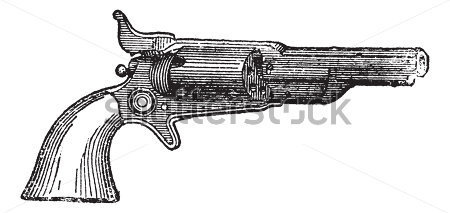 Revolver Colt Vintage Antiguo Grabado Ilustraci N De Revolver Colt