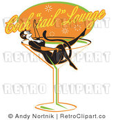 Royalty Free Retro Vector Clip Art Of A Cat Woman In Cocktail Glass