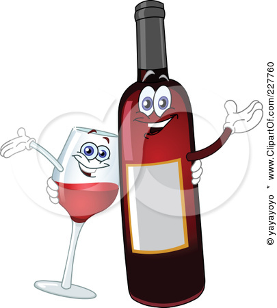 Royalty Free Rf Clipart Illustration Of A Happy Wine Glass And Bottle