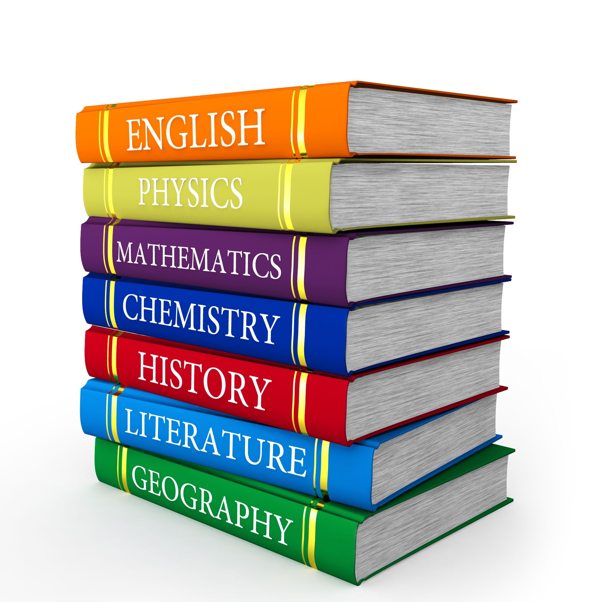 Stack Of Textbooks With Different Colors Stock Photo
