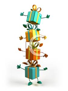 Stacked 3d Gift Boxes   Royalty Free Clipart Picture