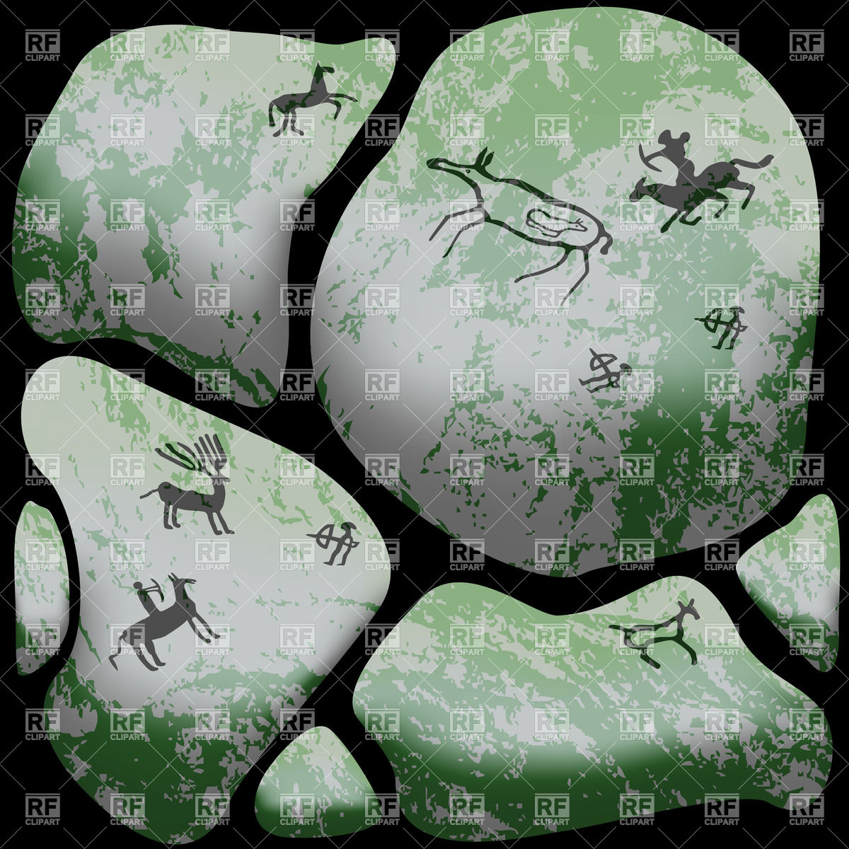 Stone Cave Art With Ancient Animals 28369 Objects Download Royalty