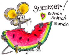 Summer Juicy Watermelon Cute Picture Mouse Cartoon  Cute Mouse Picture