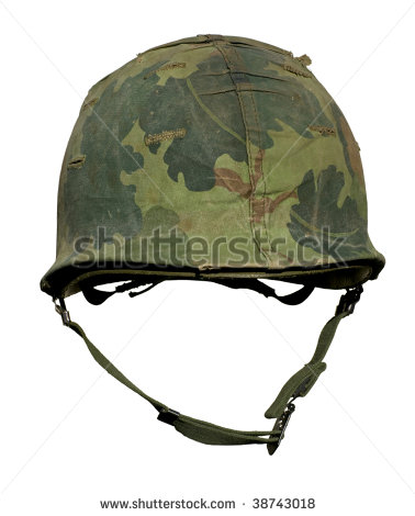 Us Military Helmet With An M1 Mitchell Pattern Camouflage Cover From