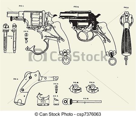 Vektor    Rg Ng Colt Revolver Teckning   Stock Illustration