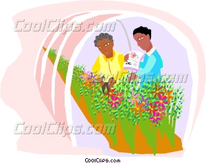 Workers In A Plant Nursery Vector Clip Art