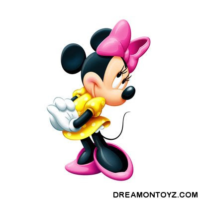Adorable Minnie Mouse With Yellow Polka Dot Dress And Hot Pink Shoes