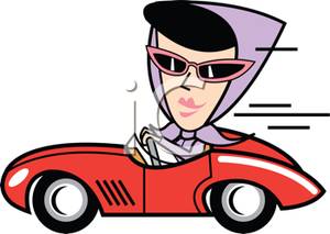 Cartoon Woman Drving A Nice Sports Car Royalty Free Clipart Picture