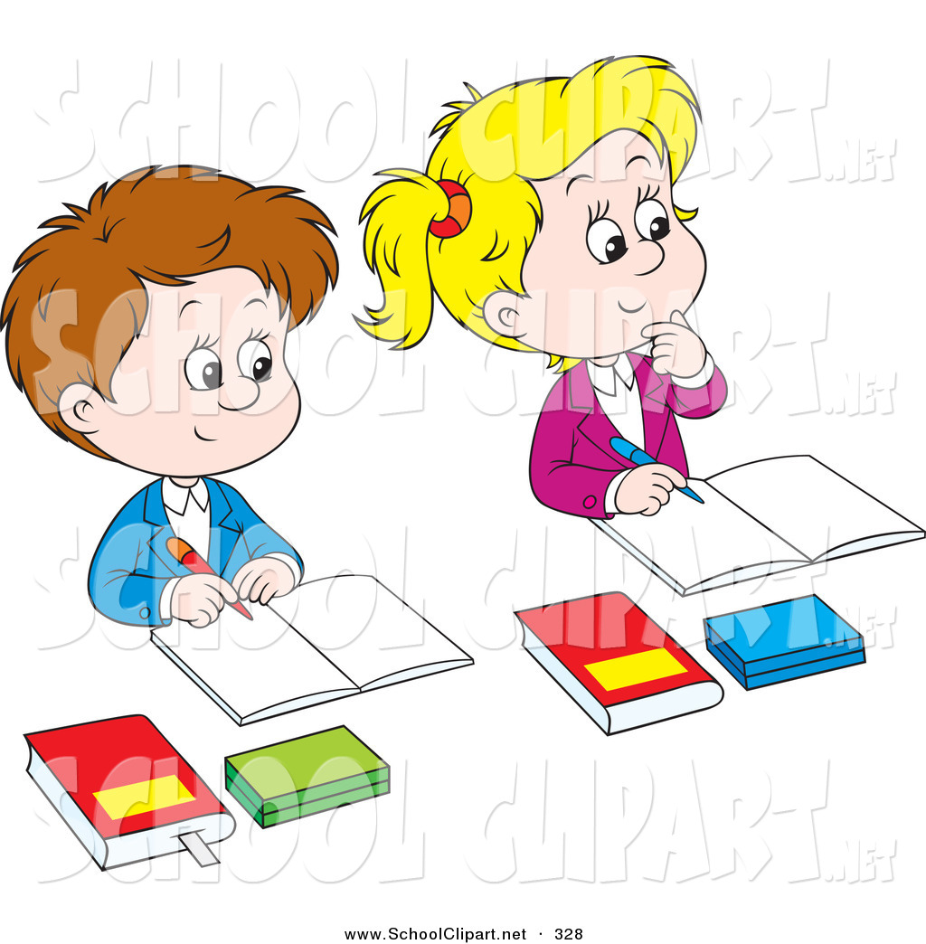 Clip Art Of A Happy Male And Female Students Sitting In Class By Alex