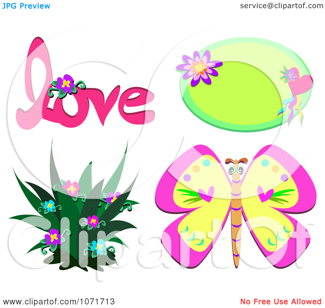 Clipart Flowers And Hearts Clipart Butterfly With Flowers