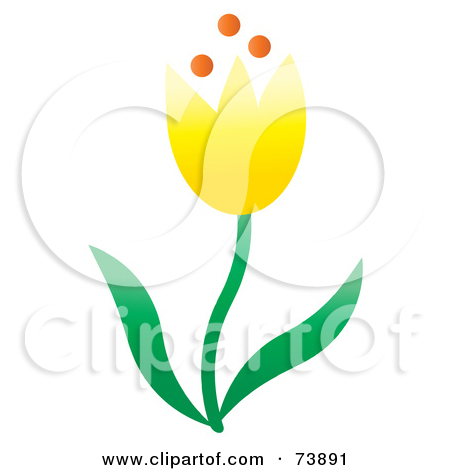Clipart Illustration Of A Blue Spring Tulip Flower With Green Leaves