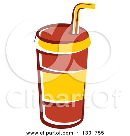 Clipart Of A Black And White Sketched Soda And Glass   Royalty Free