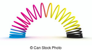 Cmyk Spring   Spiral Spring Of Cmyk Colors Isolated On The