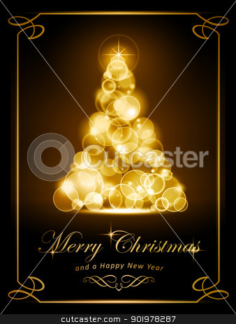 Elegant Golden Christmas Card Stock Vector Clipart Warmly Sparkling
