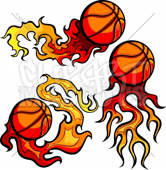 Flaming Basketball Clipart Vector Image