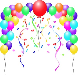 Free Party Clip Art Image   Birthday Balloons And Confetti With