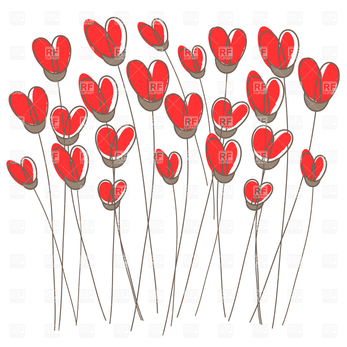 Greetings Card With Flowers With Hearts Instead Of Buds Download