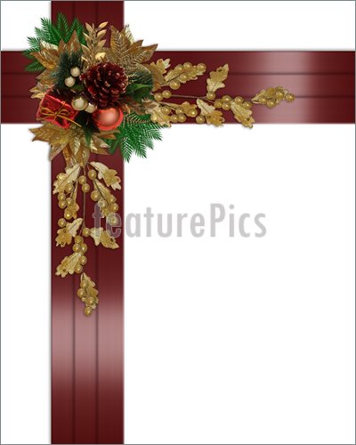 Illustration Of Christmas Border Elegant Red Ribbons