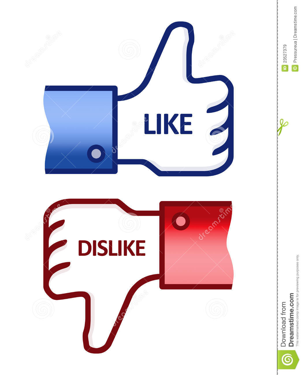 Illustration Of The Facebook Thumb Up And Thumb Down Hands  Isolated