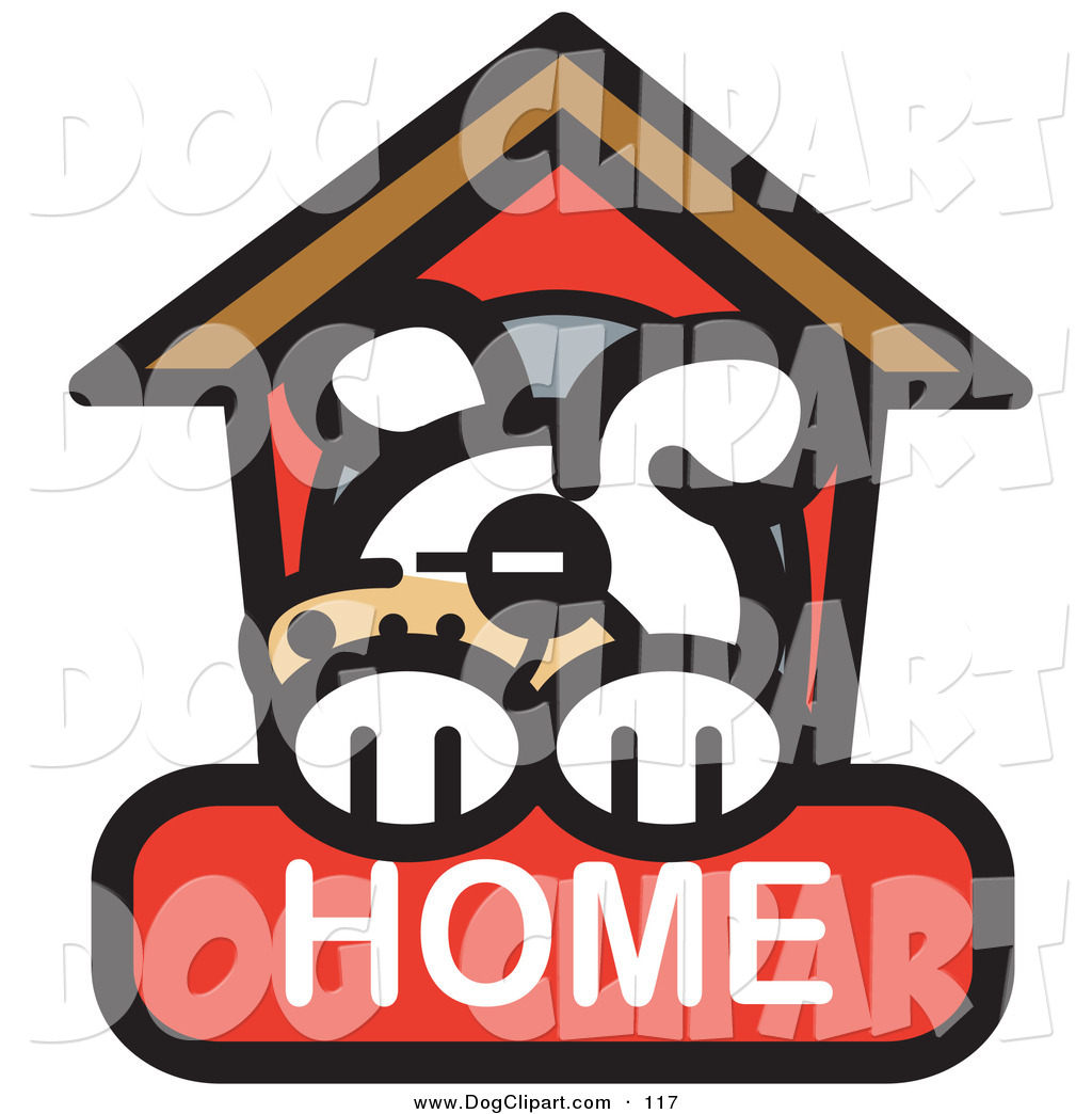 Larger Preview  Clip Art Of A Tired Pet Dog Napping In His Dog House