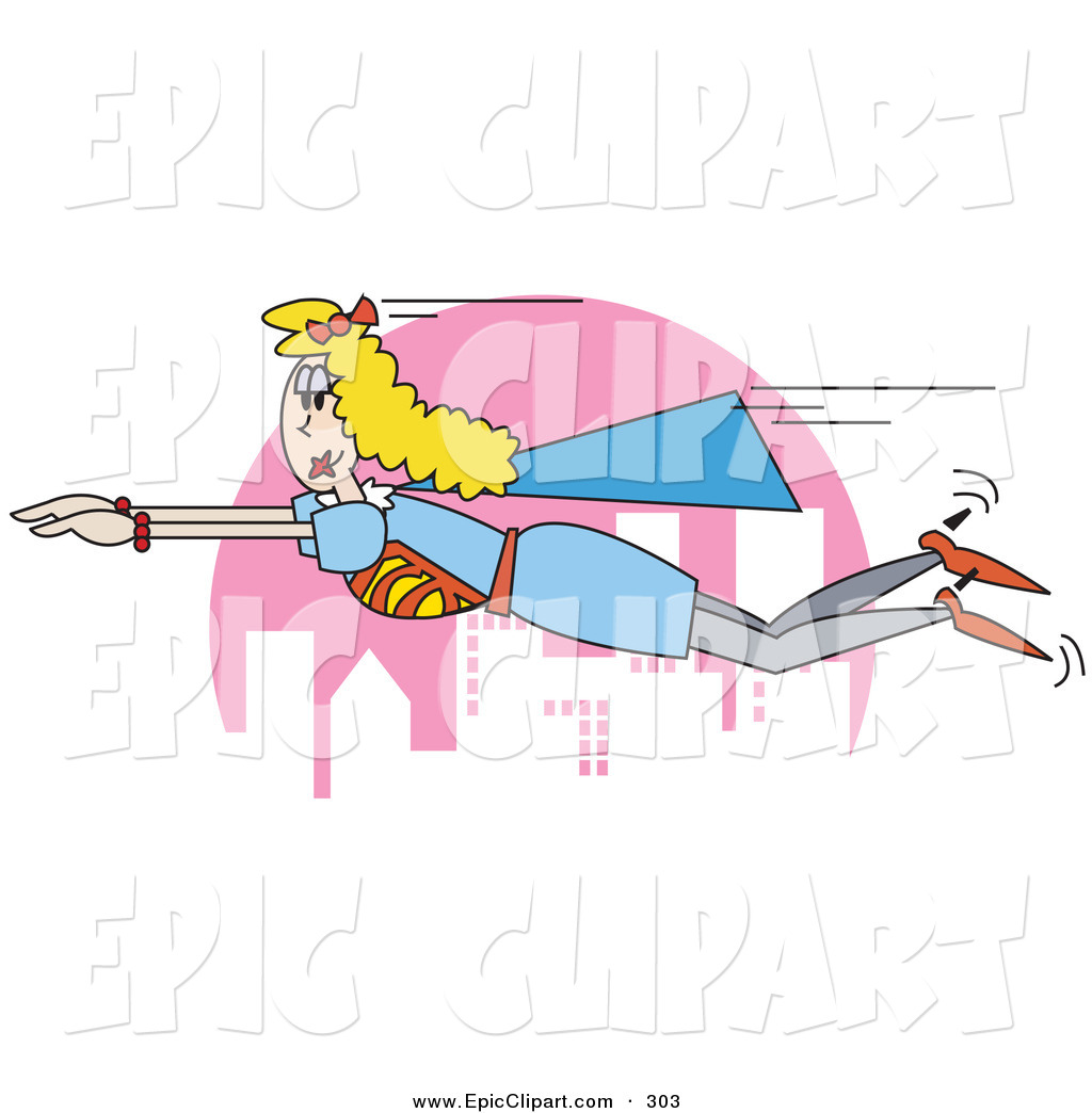 Preview  Vector Clip Art Of A Blond Superhero Woman In A Blue Cape    