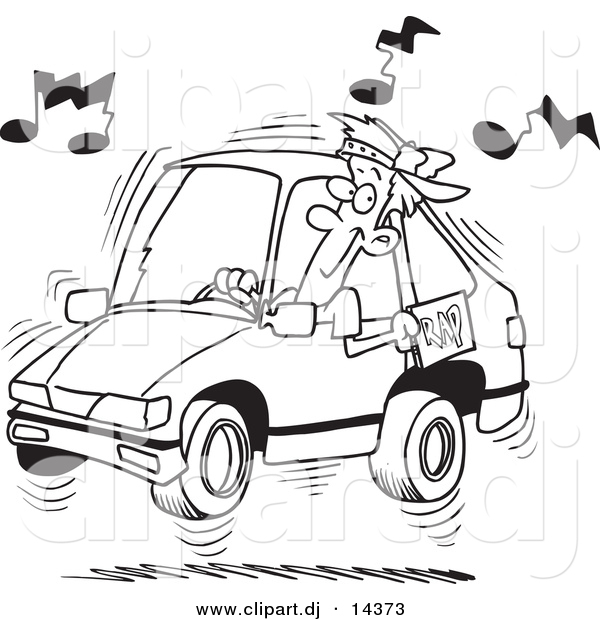     Rap Music In His Car   Coloring Page Outline By Ron Leishman    14373