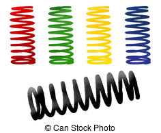 Set Of Suspension In Red Green Yellow Blue And Black