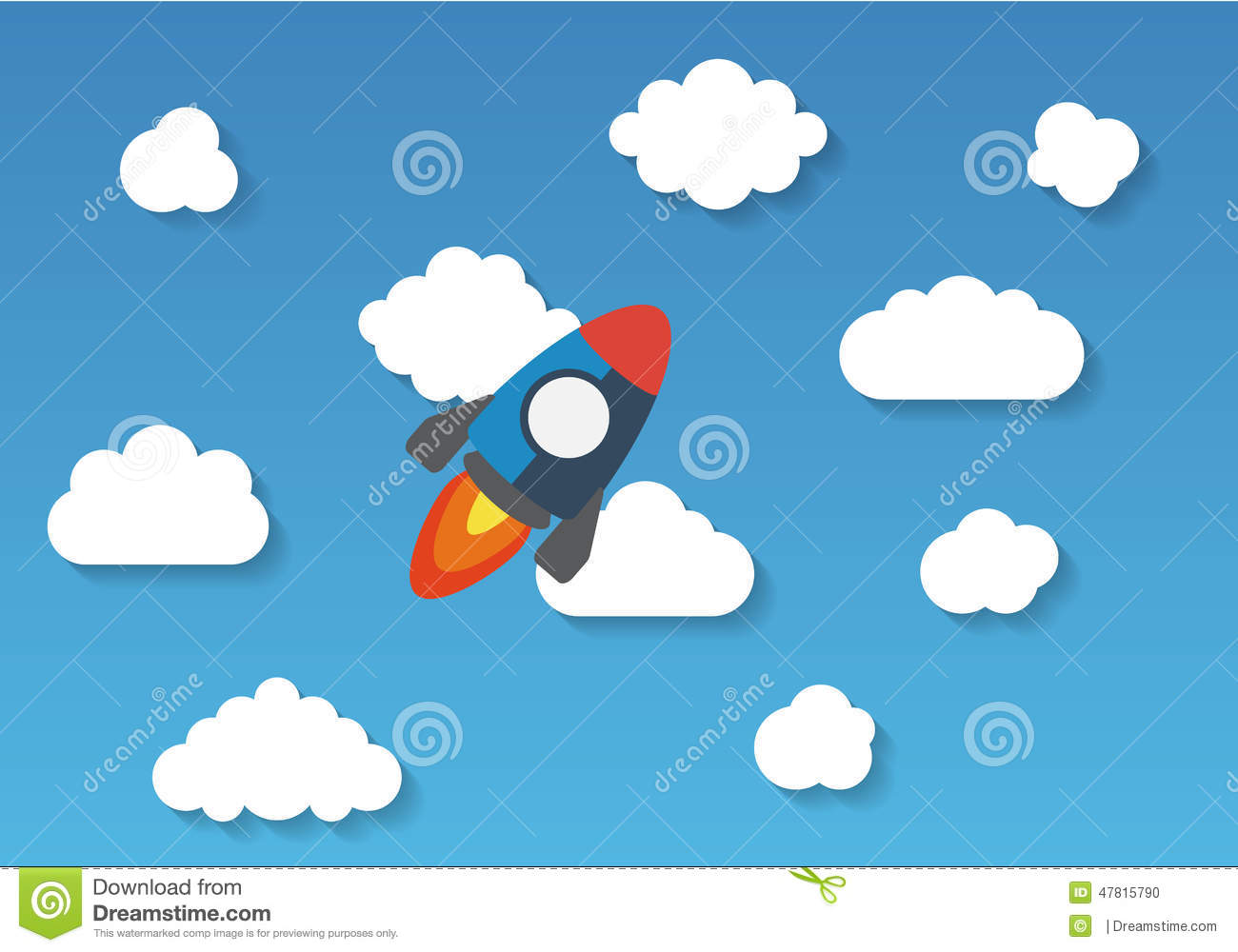 Stock Vector  Space Rocket Flying In Sky Flat Design Colored