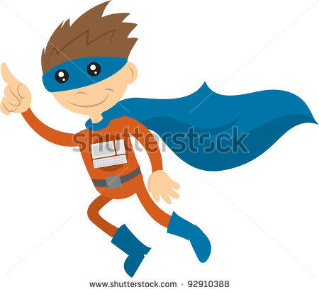 Tech Superhero With Cape Flying Through The Air   Stock Vector