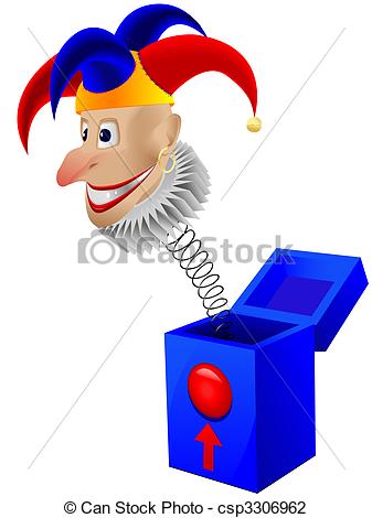 Toy Clown   Joker Box Spring Vector Isolated White Background