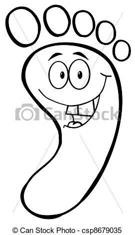 Vector   Happy Black And White Foot   Stock Illustration Royalty Free