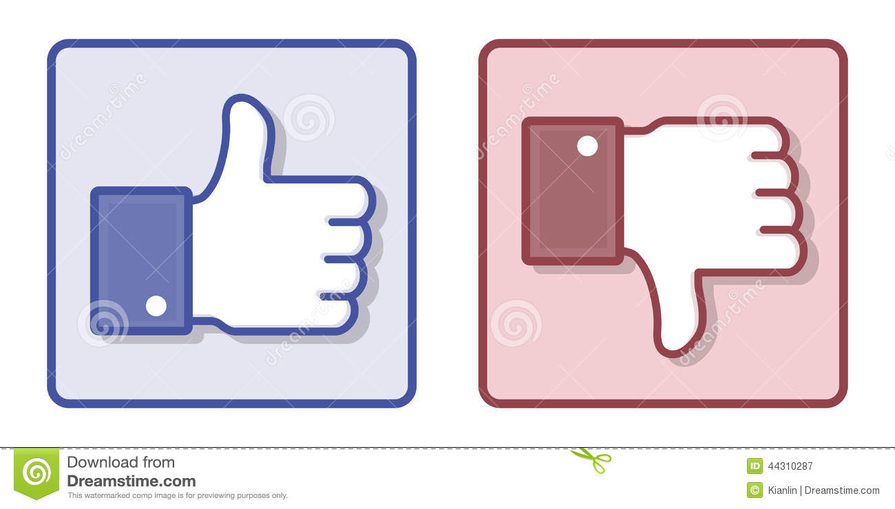 Vector Illustration Of The Facebook Thumb Up And Thumb Down Hands