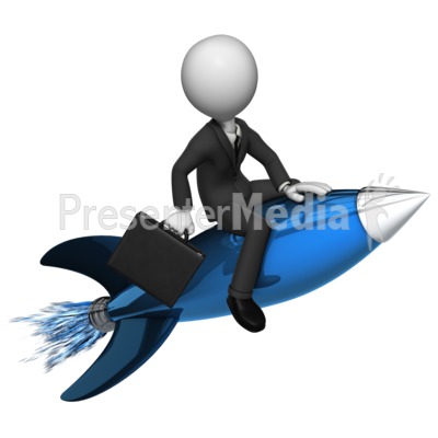 Businessman Rides Rocket   Science And Technology   Great Clipart For