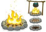 Campfire Cartoon Illustration Of A Campfire In 4 Different Situations