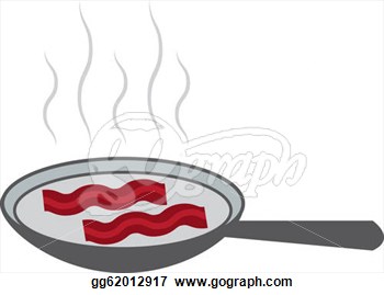 Clip Art   Bacon Cooking In Pan Isolated  Stock Illustration